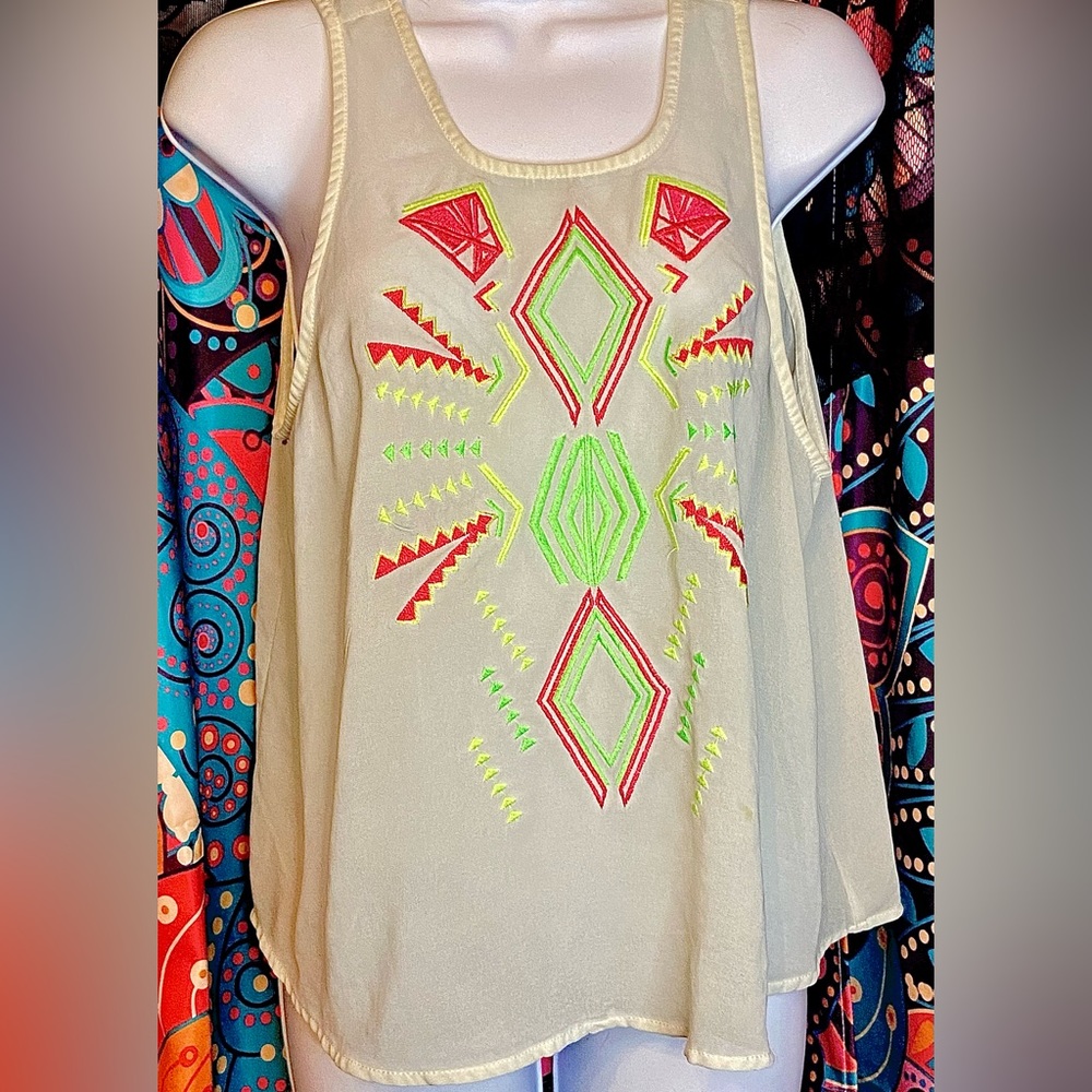 Sheer with Neon Embroidery Xtaren brand shirt. $30